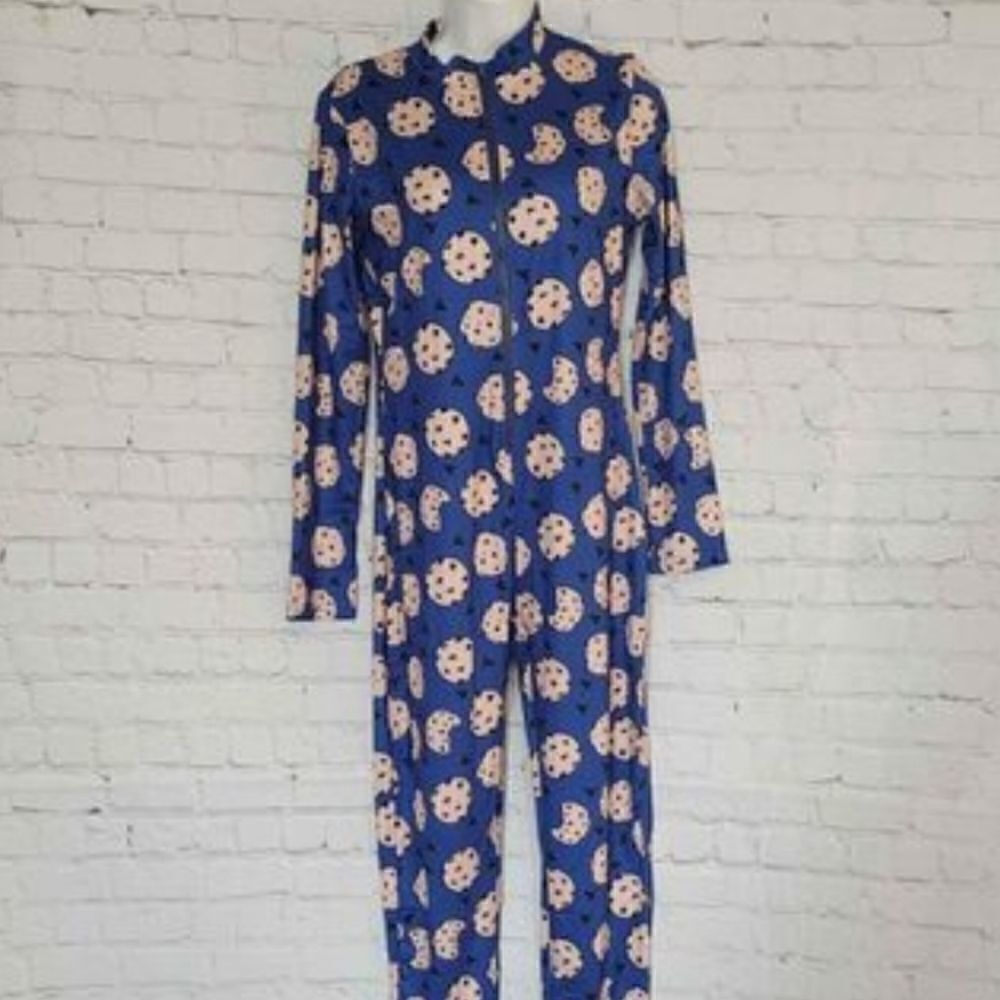 Women's Front Zip Onesie Cookies Large